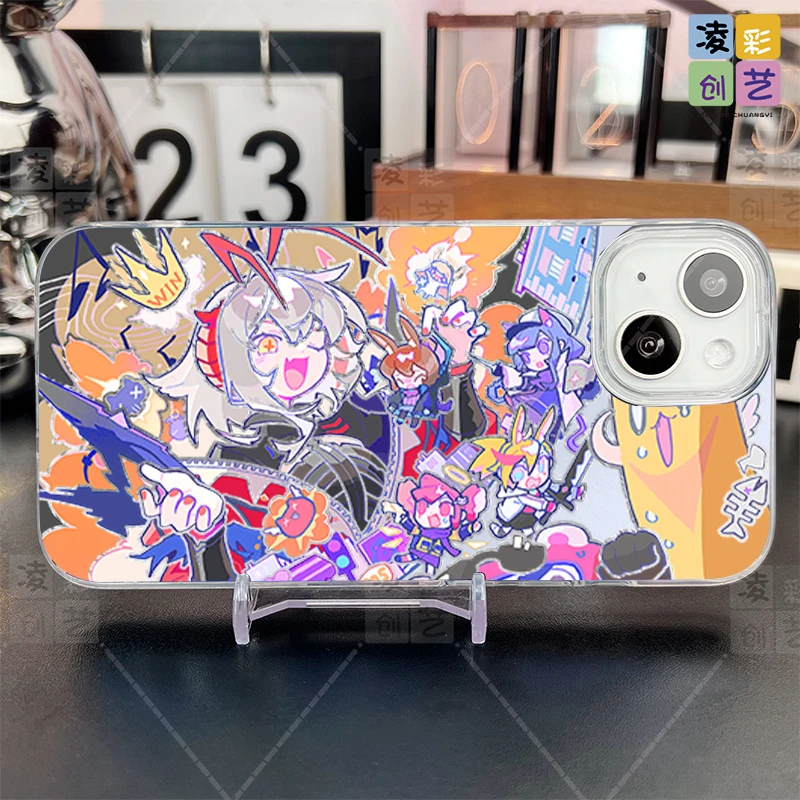 凌彩创艺适用于苹果16小米华为二次元游戏横版喵斯大孔IMD冰川纹