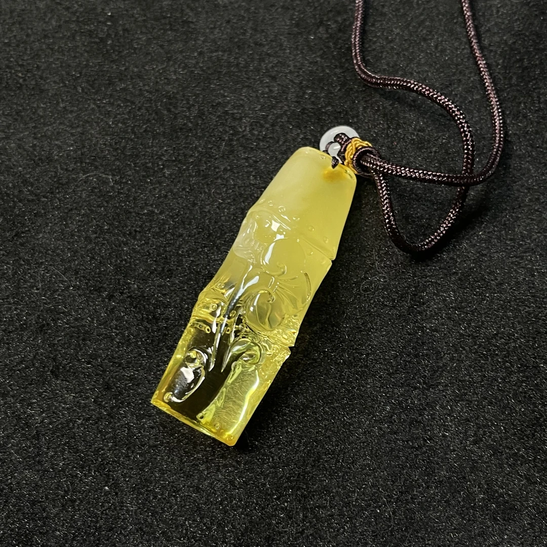 s920天然蜜蜡竹节手把吊坠