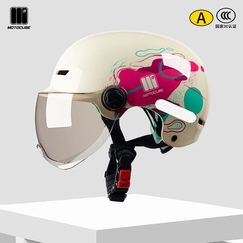 野马摩托立方3C认证电动车头盔女款透气夏季防晒半盔男安全帽轻便