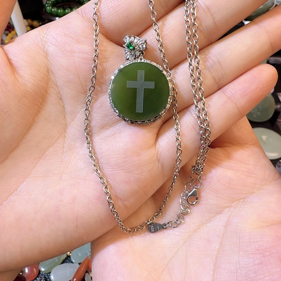 和田玉银S925镶嵌颈饰