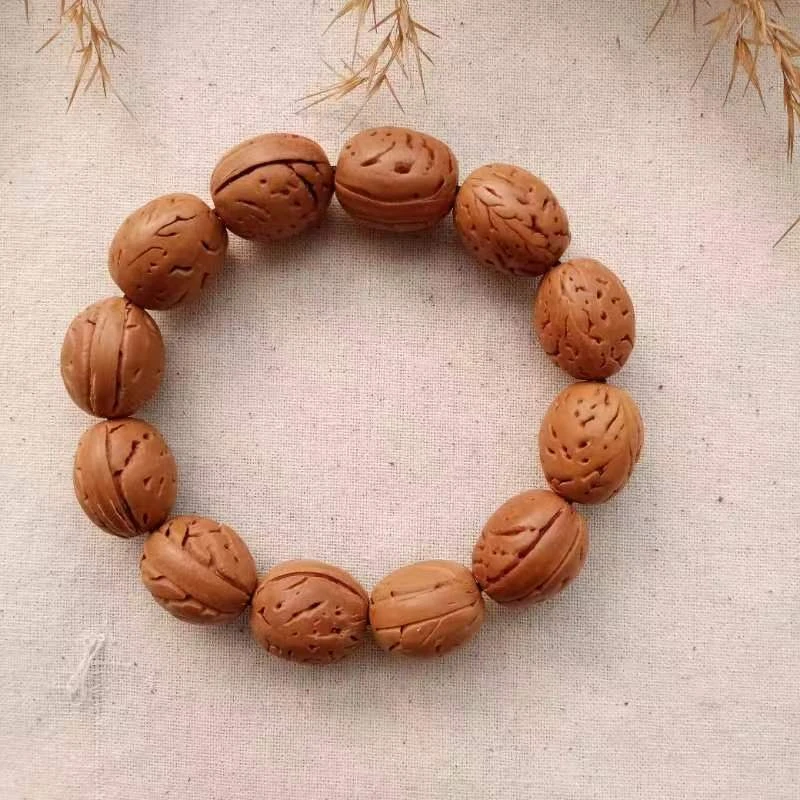 定制预售普通款十二颗野生碧桃桃核手串纯手工打磨精品制作