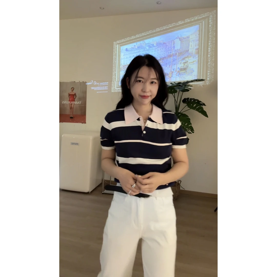 韩国代购. Call my name 张元英天司麻 针织短袖 L25050209