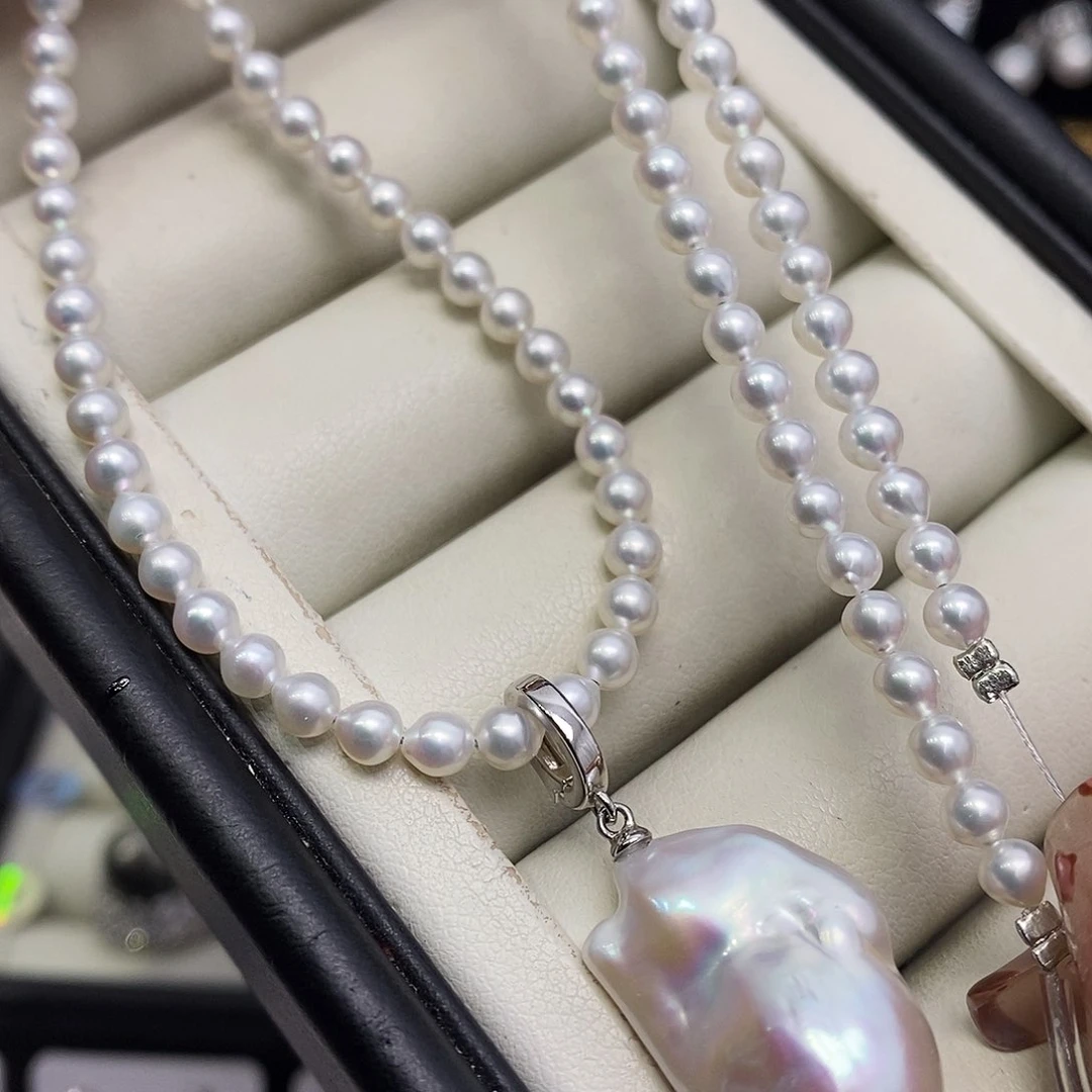 颈饰银S925镶嵌淡水珍珠
