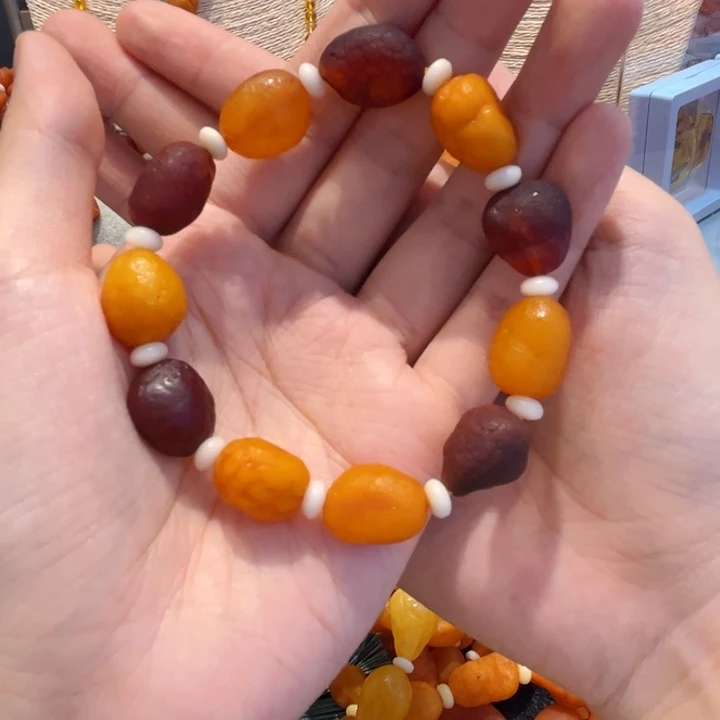 b***～未镶嵌琥珀手链蜜蜡海漂手串精品