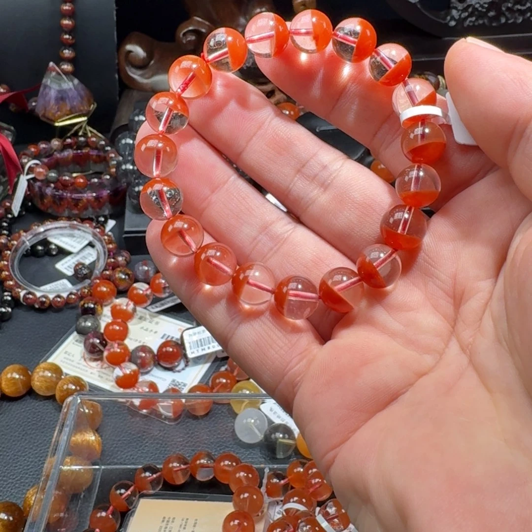 水晶手链未镶嵌珺红兔毛