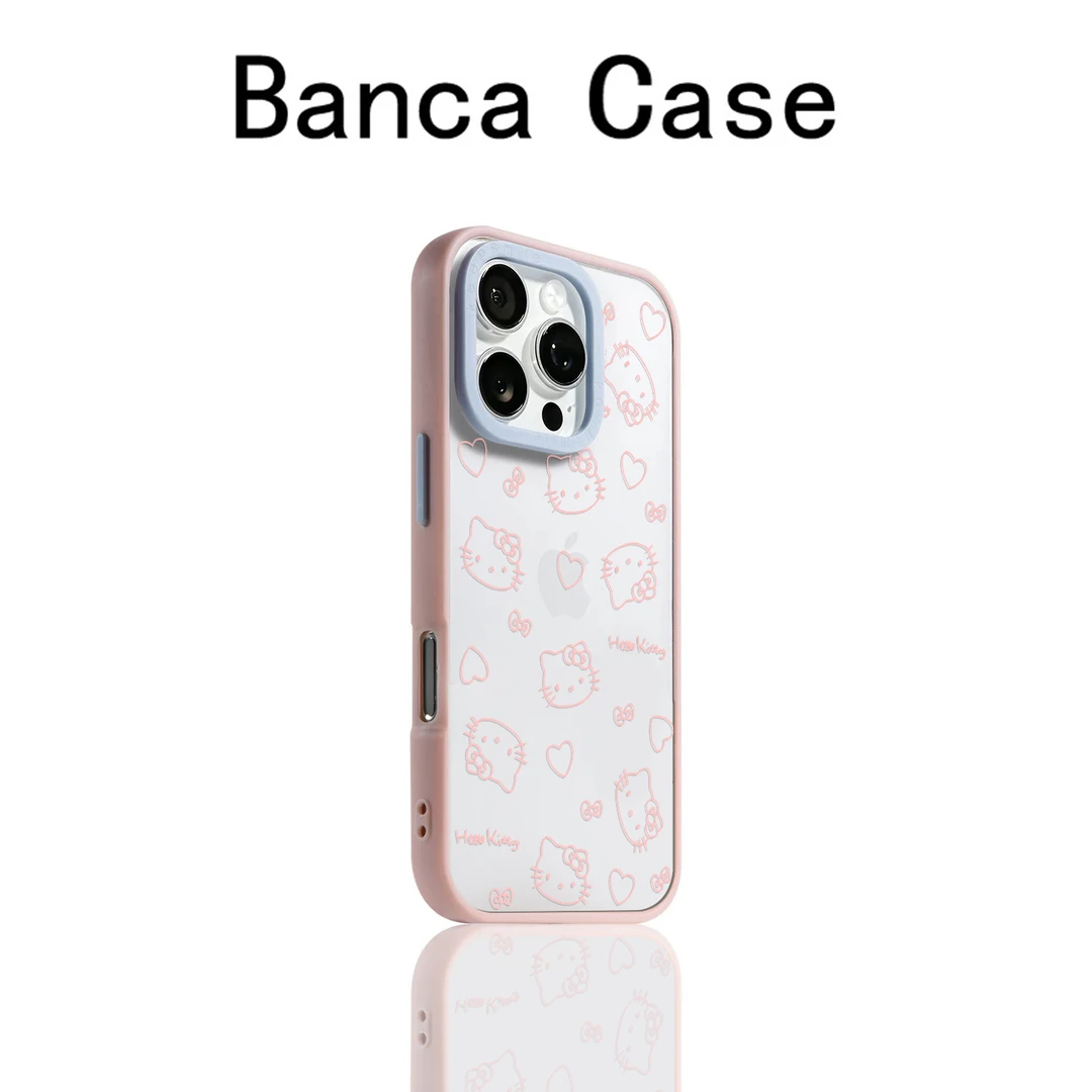 BANCA线条爱心凯蒂适用iPhone16/15撞色亚克力14/13苹果12手机壳