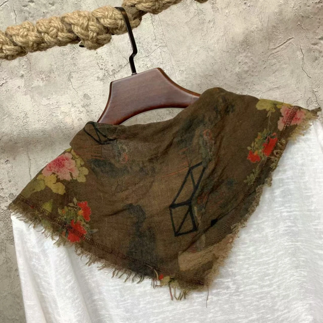 围巾麻棉印花三角巾