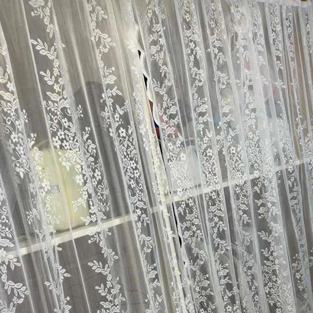 【1.4米宽x1.5米高】2025年新款鸢尾半透朦胧窗纱飘魔术贴