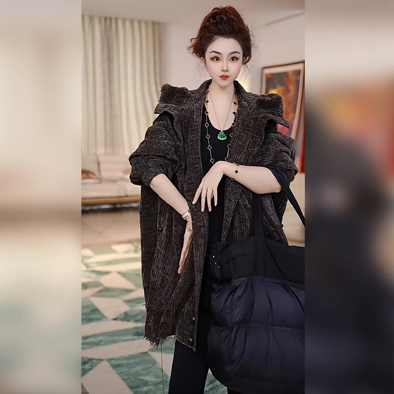 【Linda姐高端线】冬季新款时尚气质高级感复古棉服外套AW5WMF0144