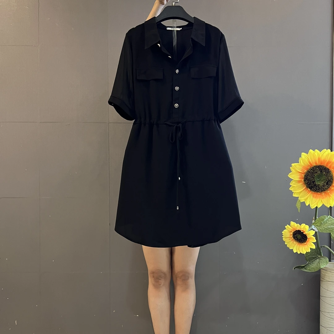 法式气质连衣裙轻奢风收腰显瘦中长款衬衫裙时尚百搭029