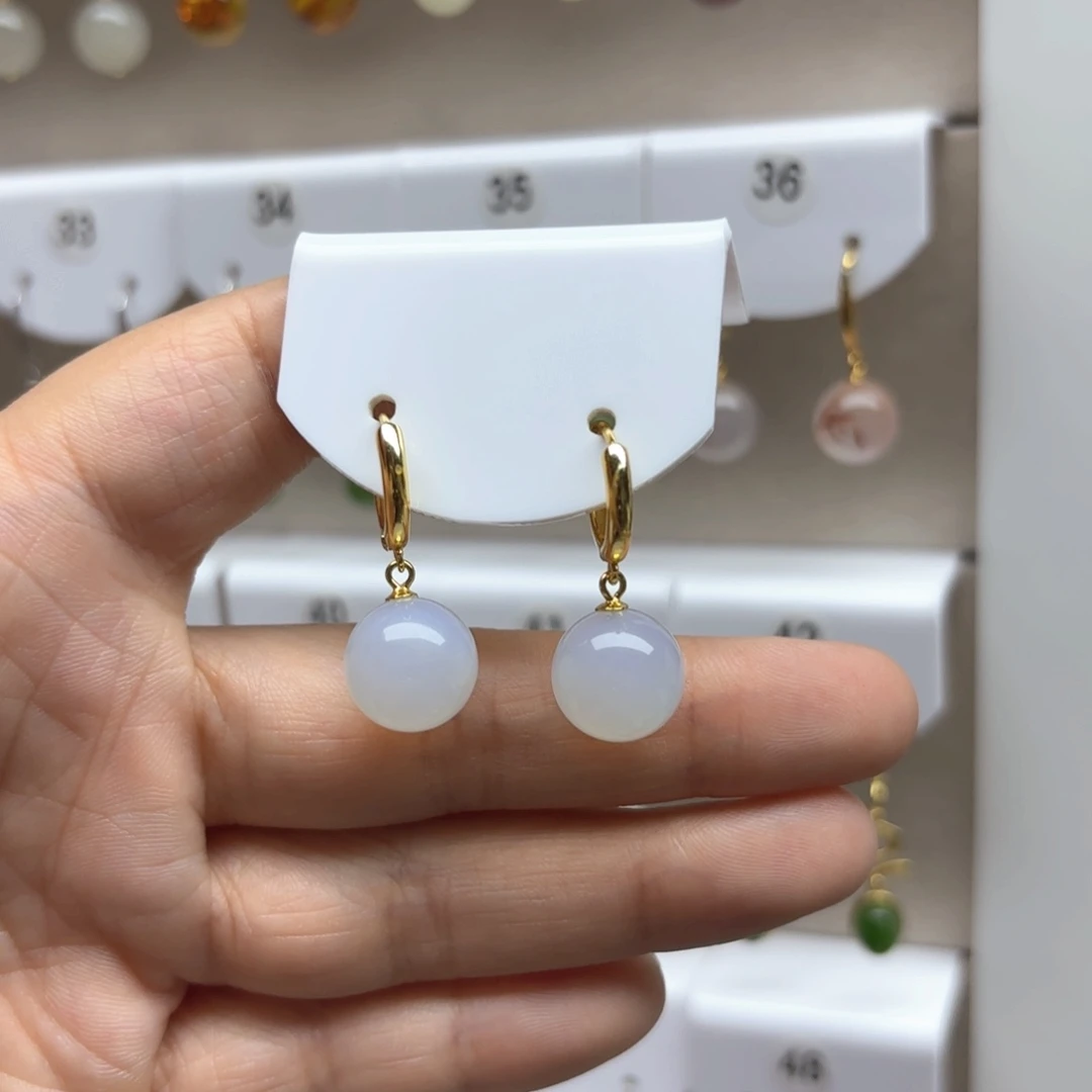 玛瑙/玉髓耳饰银S925镶嵌