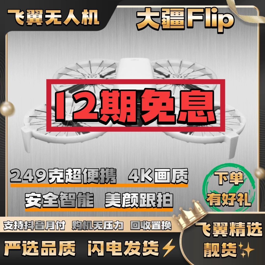 99新 DJI/大疆 【飞翼专享12期免息】FLIP 4K折叠 便携 vlog 无人机