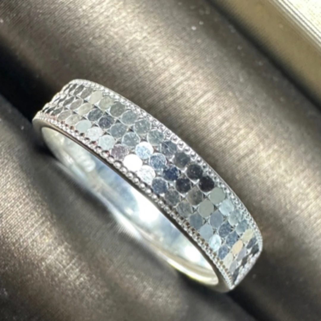 足银戒指 足银999镜片戒指经典时尚轻奢简约高级感闪亮情侣食指