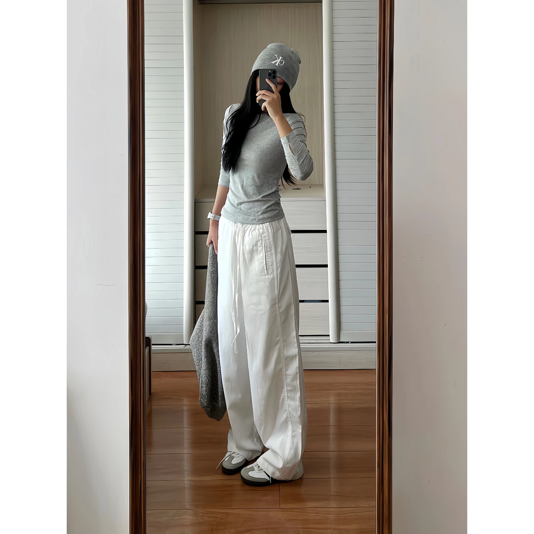 ESEWRD美式cleanfit抽绳设计莱赛尔休闲裤女休闲简约vibe百搭裤子