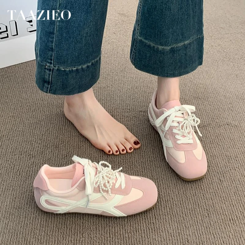 TAAZIEO内增高4cm复古德训鞋女2025新款百搭爆款运动休闲板鞋软底