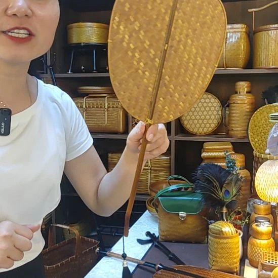 沁***心青媲扇带吊坠手工篾