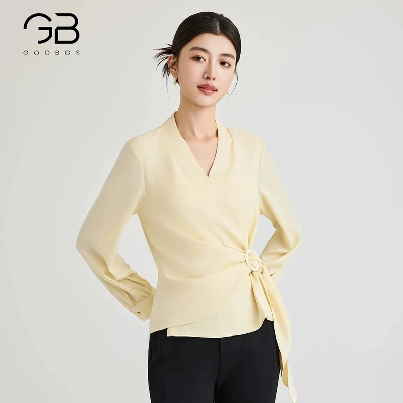 【谷邦L+】谷邦GOOBGS 法式V领长袖衬衫 G3315801-A