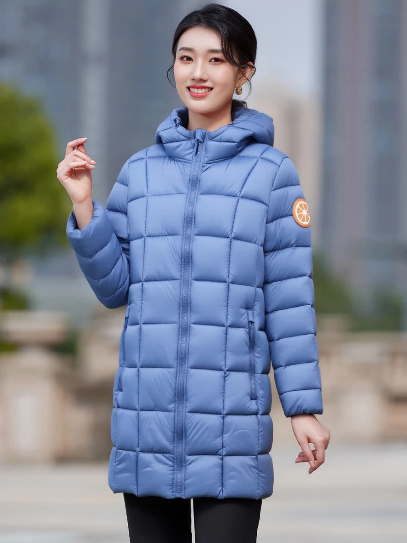 连帽中长款韩系保暖户外潮流休闲百搭女士纯色棉服PA-N981