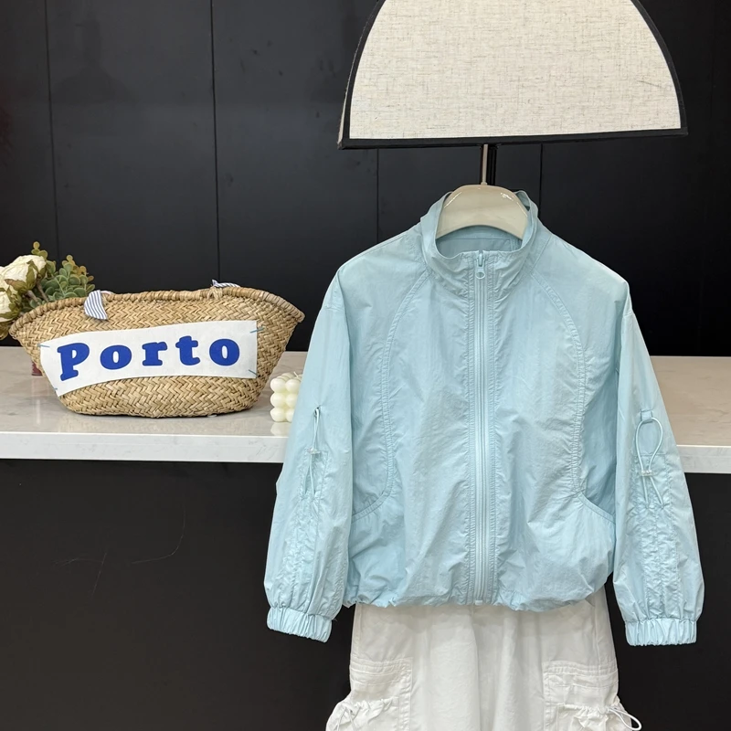 现货leomama【活力氛围】女童纯色百搭洋气外套夏季简约休闲防晒衫