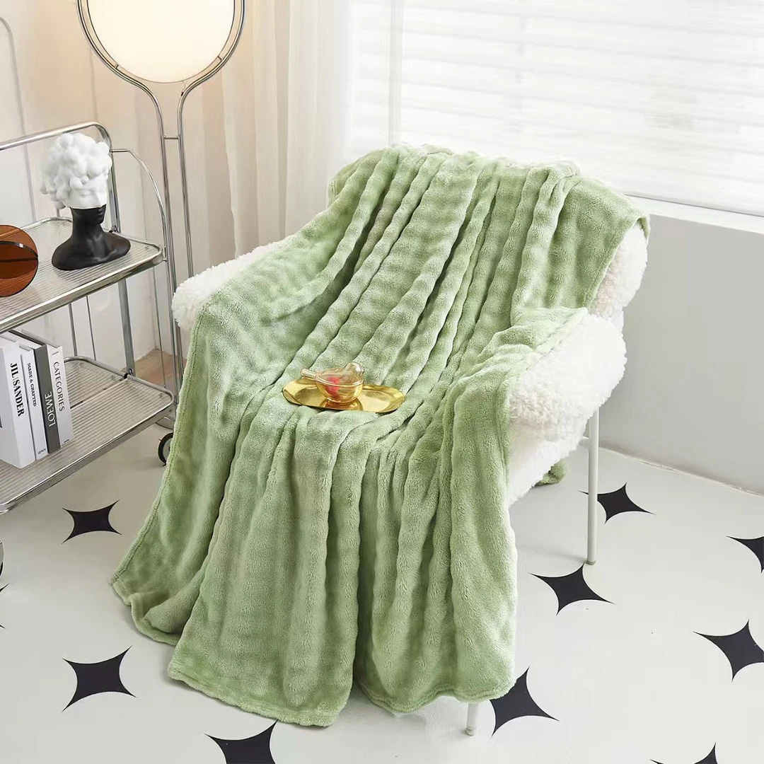 新尚人加厚冬季双面毛毯兔兔绒泡泡绒多功能毛毯盖毯午睡毯子