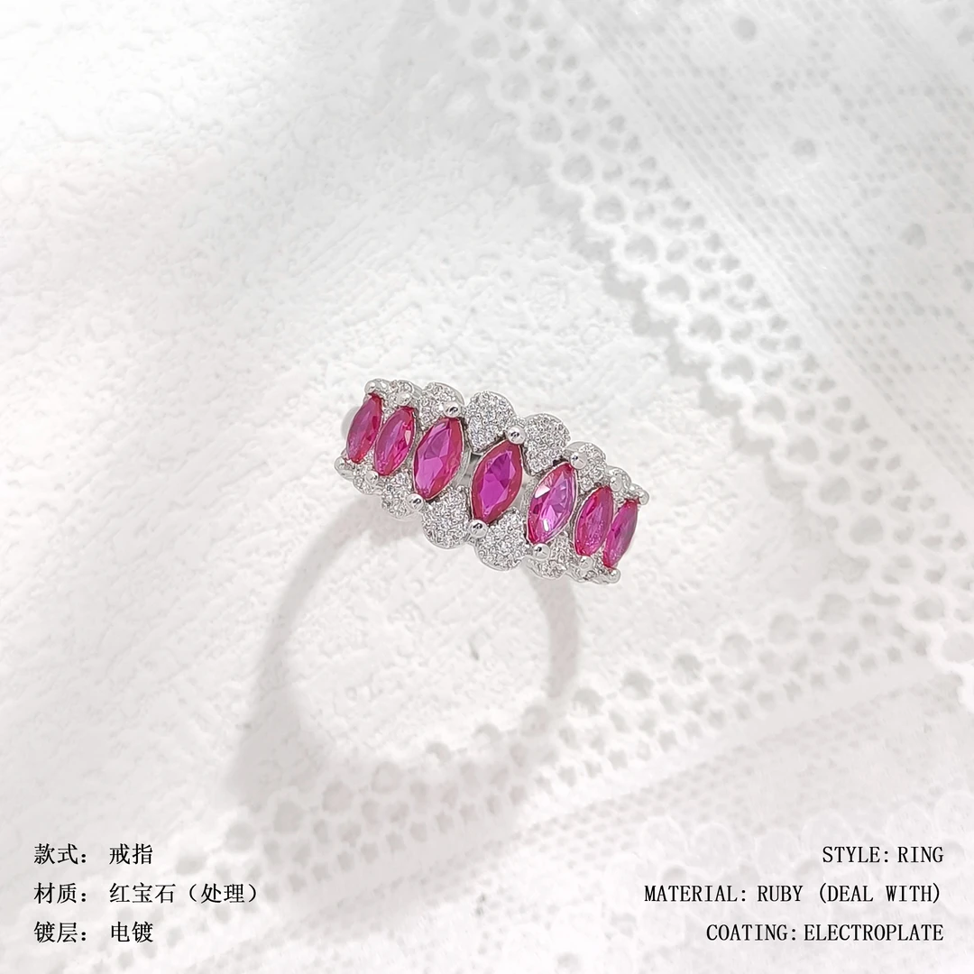 红宝石（处理）【WHSM-000144】戒指欧美时尚高级感轻奢气质