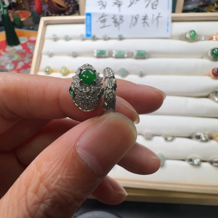 Y***-翡翠合金戒指纯天然翡翠A货蛇戒