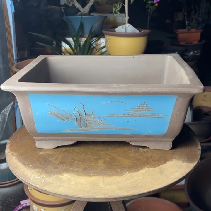 紫砂40蓝马槽花花盆华欧