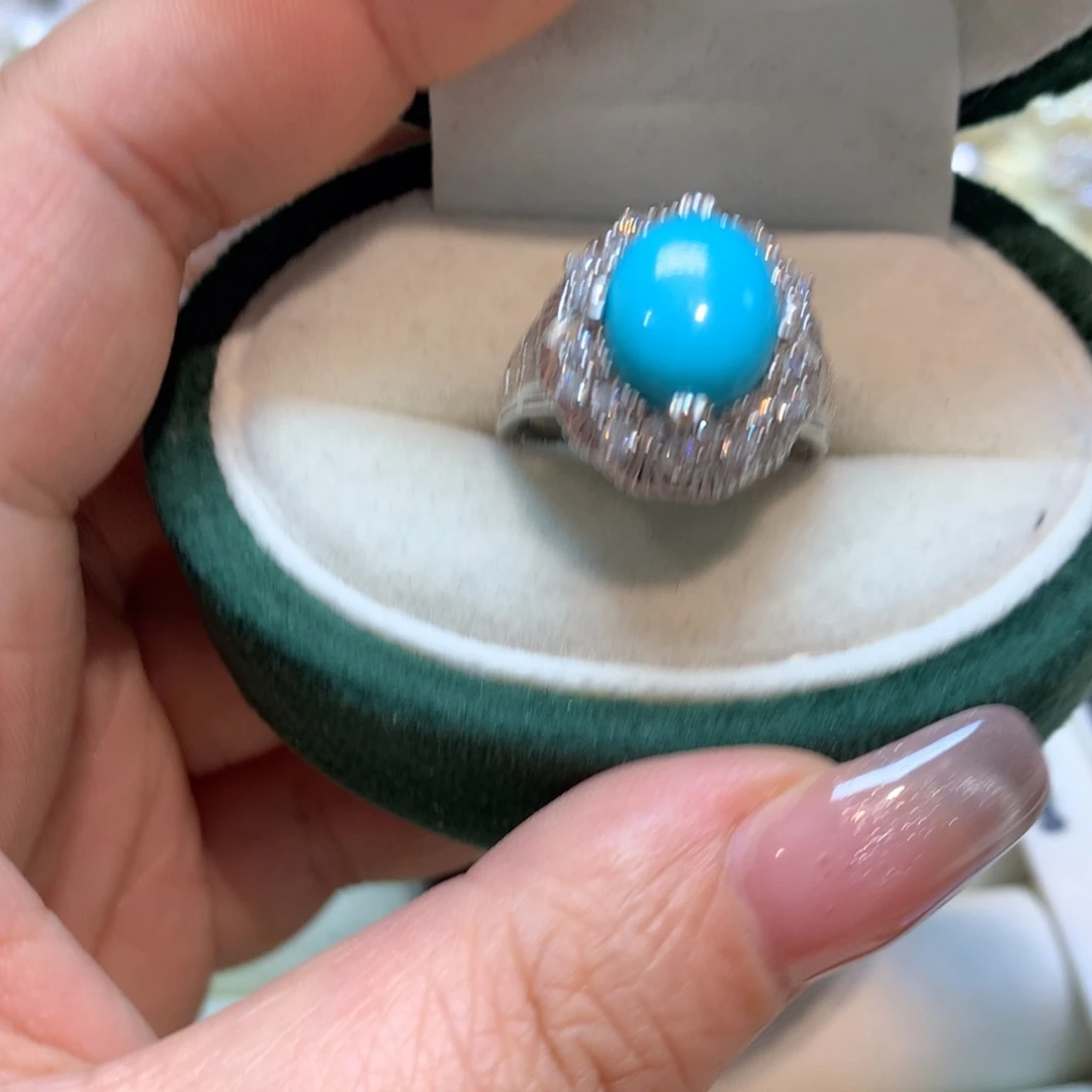 绿松石戒指银S925镶嵌