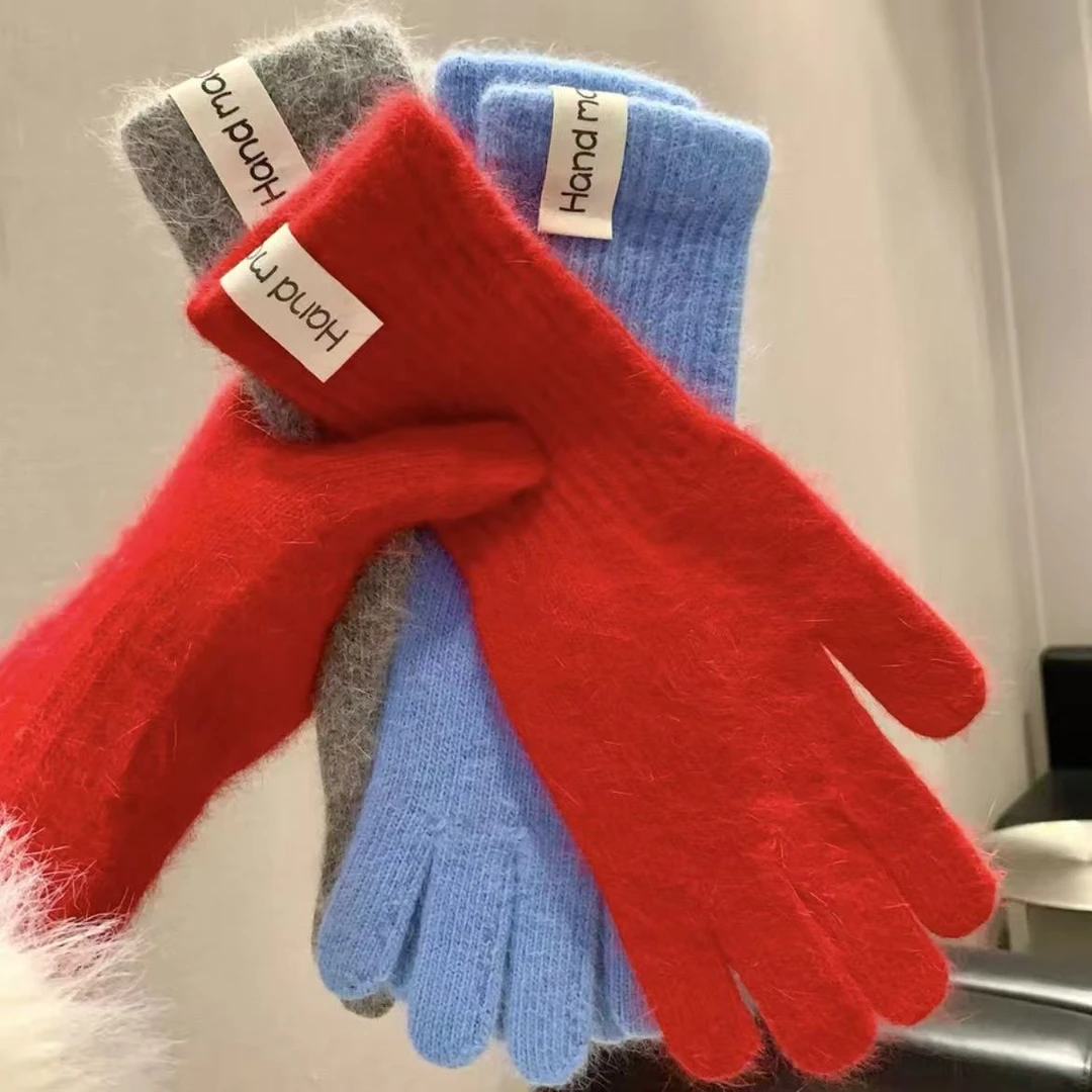 【Muusu】冬季保暖手套长款针织毛线手套户外情侣百搭手套