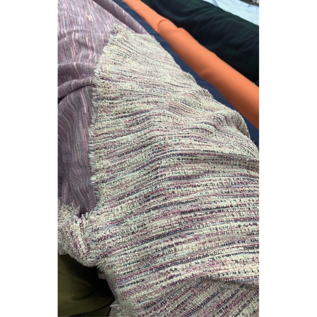 棉交织亮丝小香风面料卫衣外套布 宽170CM 意大利进口