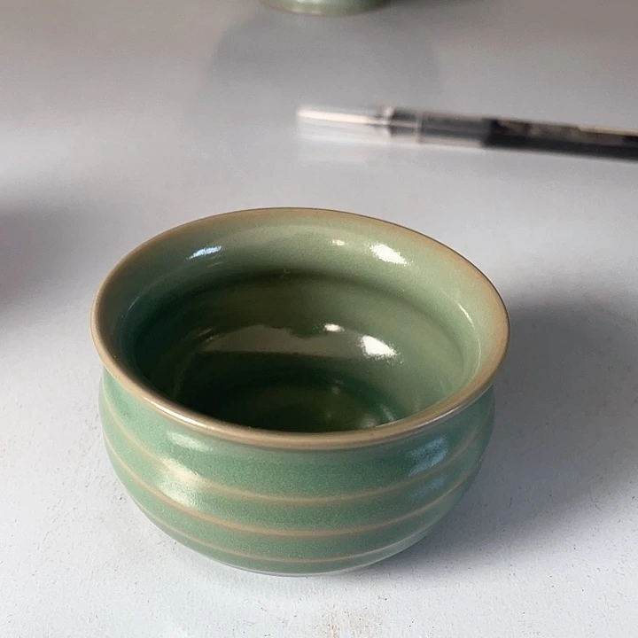 杯子青绿釉 福袋杯