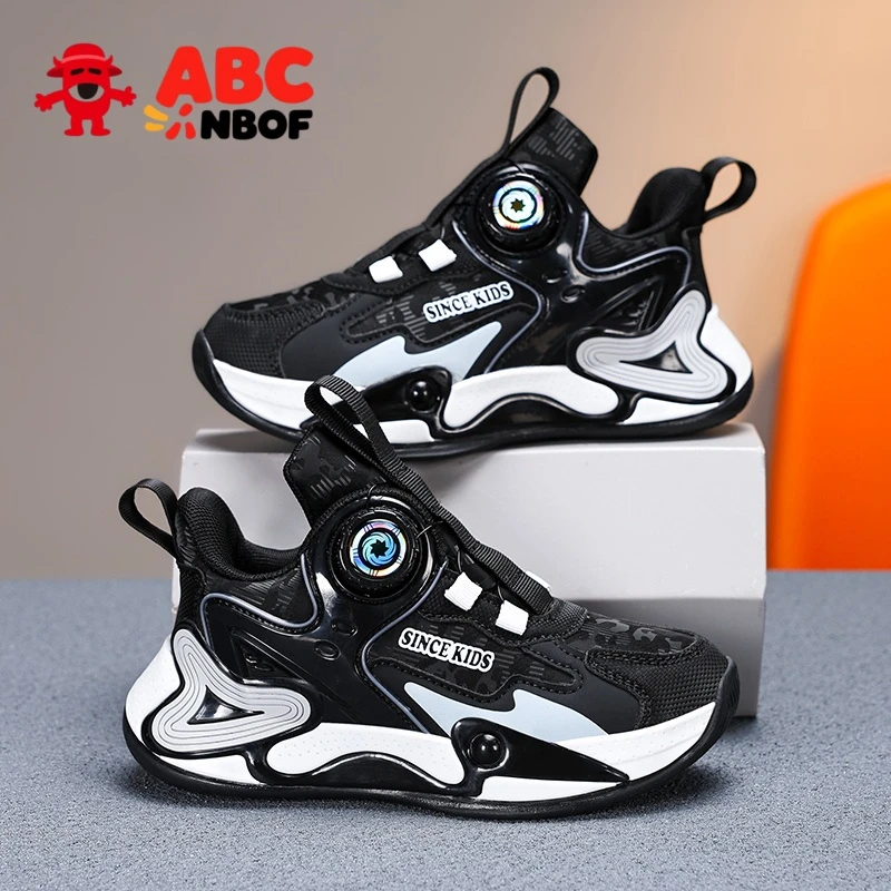 ABC NBOF旋转纽扣男童鞋秋季儿童防滑耐磨减震防水运动跑步篮球鞋