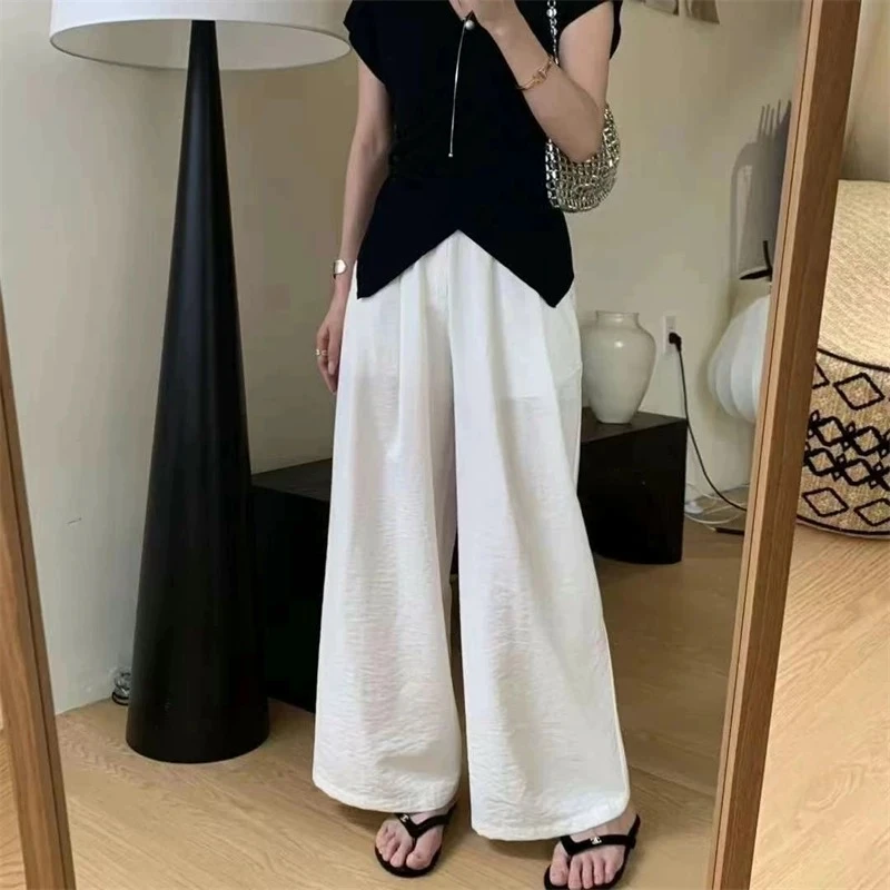 【钰姐精选】依水9556-慵懒风阔腿休闲裤夏季显瘦百搭气质直筒薄款