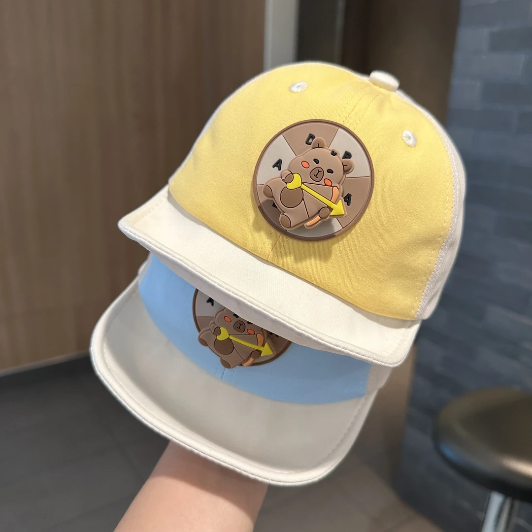 简约鸭舌帽卡通风夏季百搭帽帽子休闲风婴儿帽男女宝软檐半网韩版