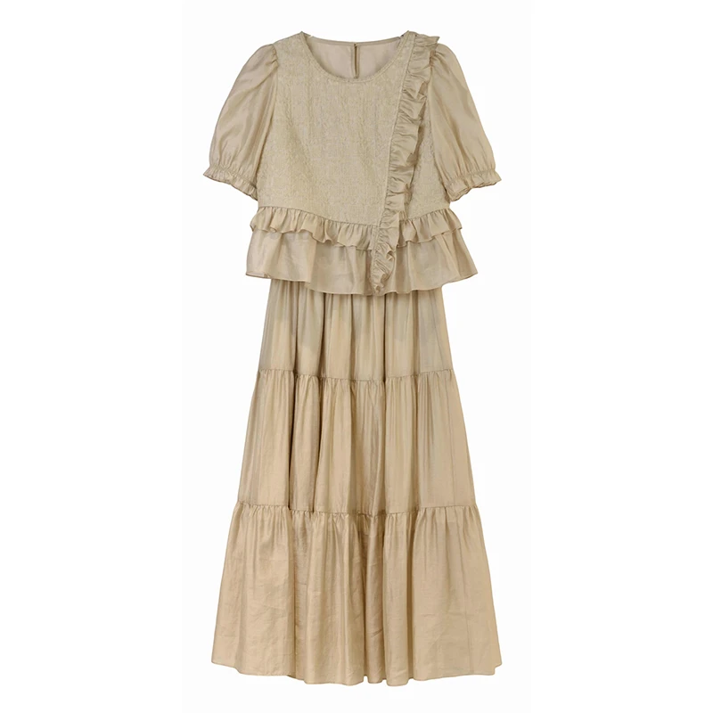 【万万】夏季连衣裙衬衫裙子二件套套装25TZ012