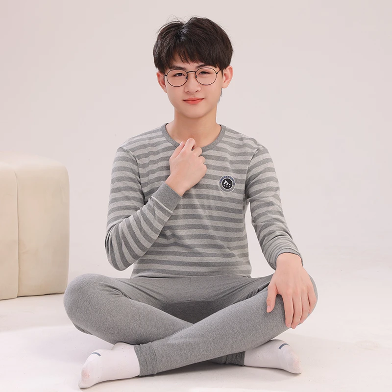 男大童秋衣秋裤套装纯棉青少年初中学生打底全棉男孩保暖内衣睡衣