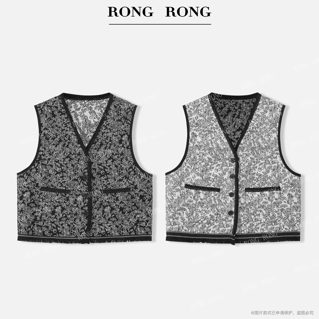 溶溶【流浪诗人】RONGRONG丝光羊毛混纺艺术V领双面马夹25C8287