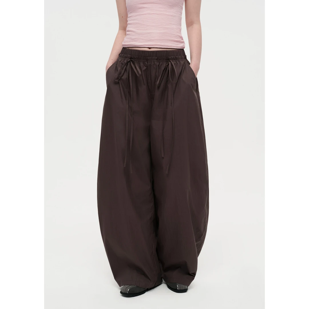 系带蝴蝶结廓形伞兵工装弯刀裤 8843#