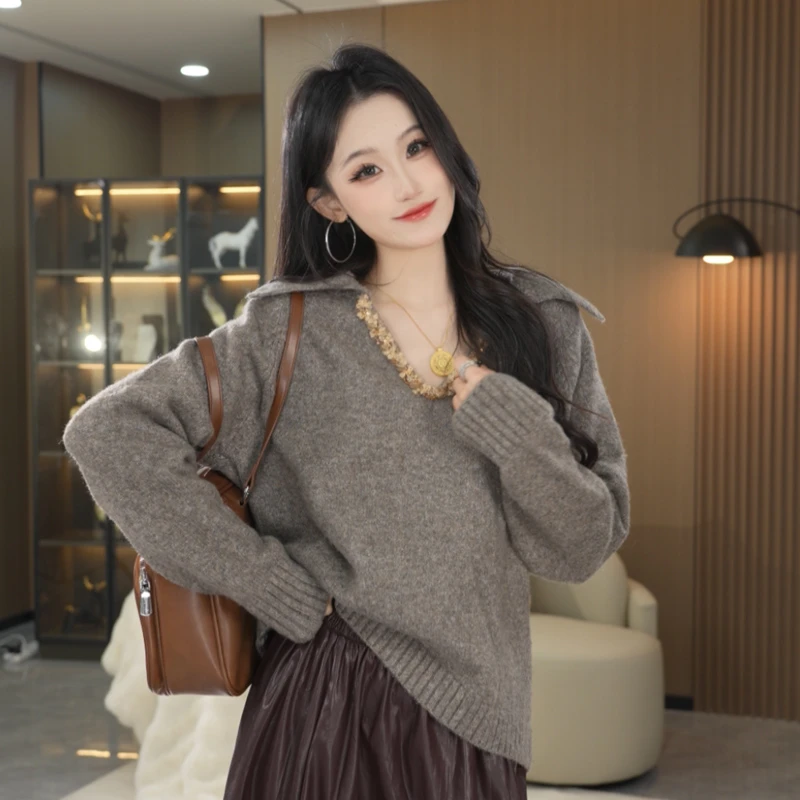 【桃子专属】2025新款秋冬穿搭款慵懒风毛衣外套女针织开衫秋装2853