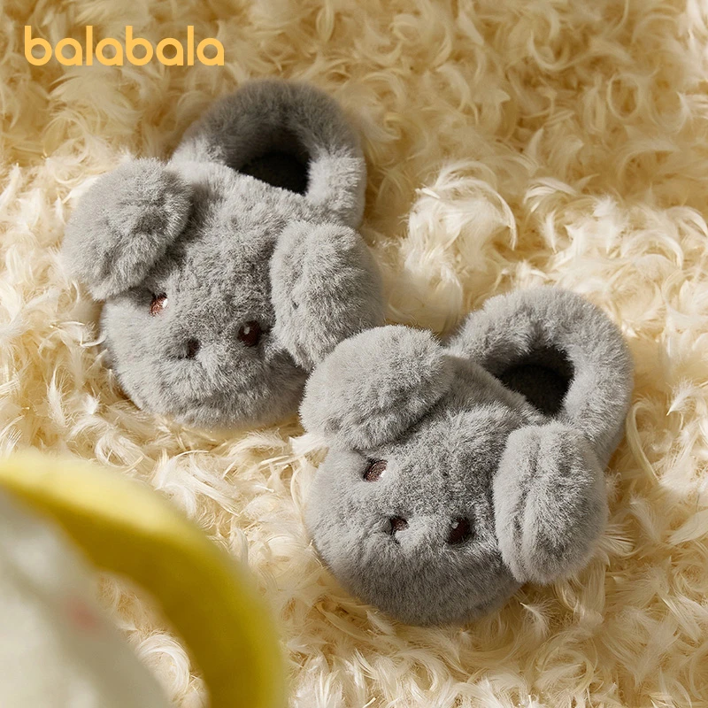 巴拉巴拉儿童棉拖鞋男童卡通小狗冬季包根保暖毛绒女童居家棉拖