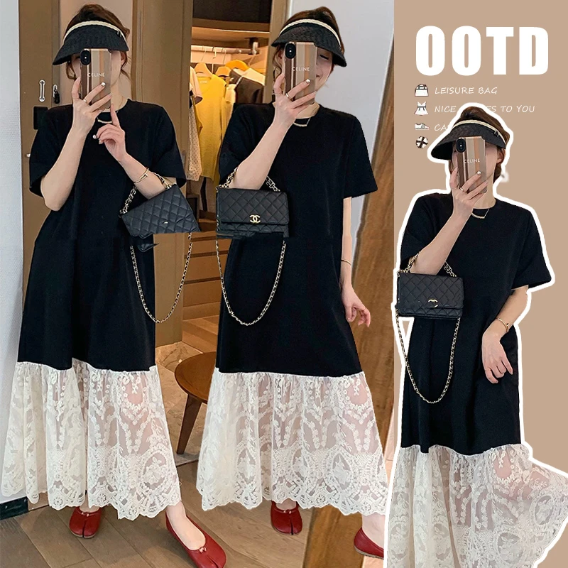 时髦孕妇装夏季新款潮款宽松设计感遮肉显瘦外出舒适孕妇连衣裙女