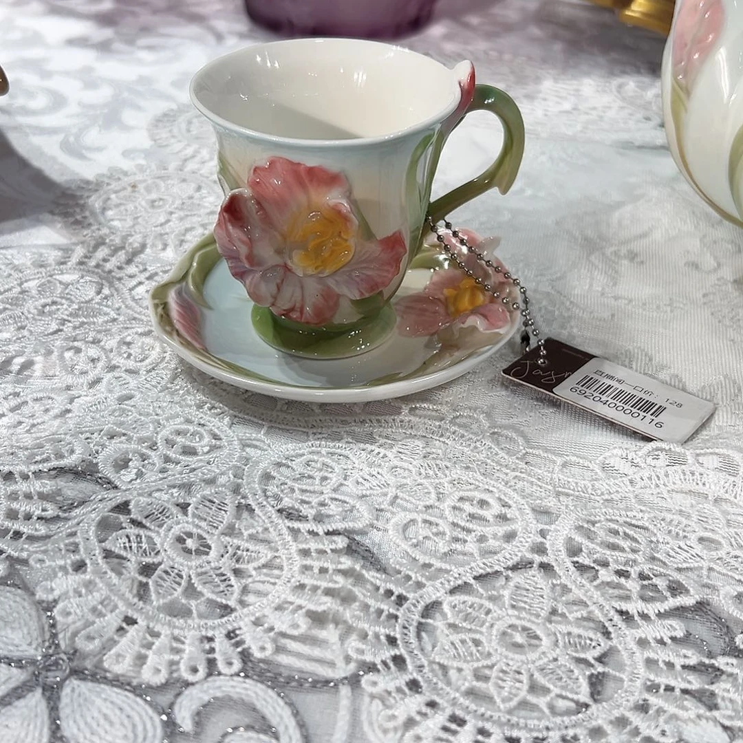 陶瓷0116出口高温瓷鸢尾花杯碟