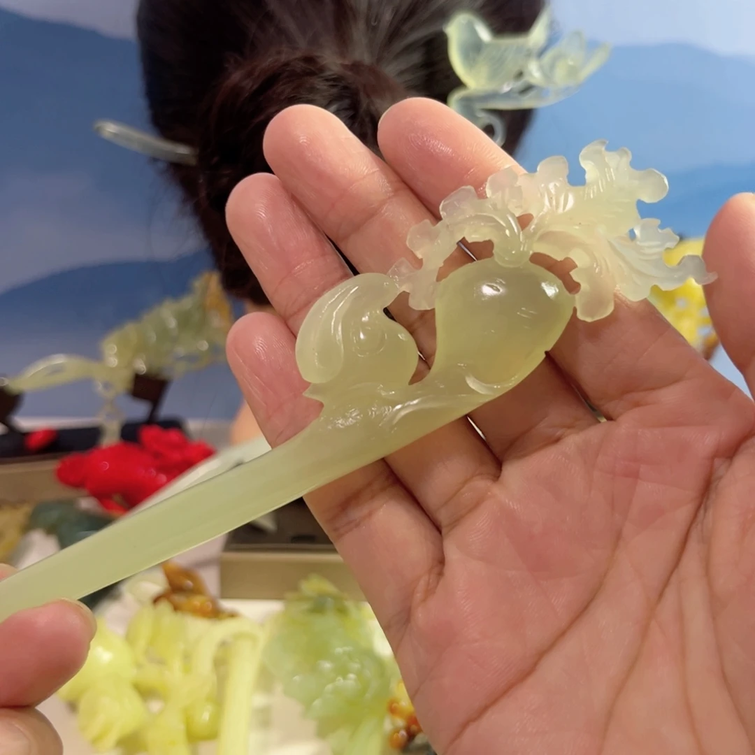 蛇纹石玉合金发饰