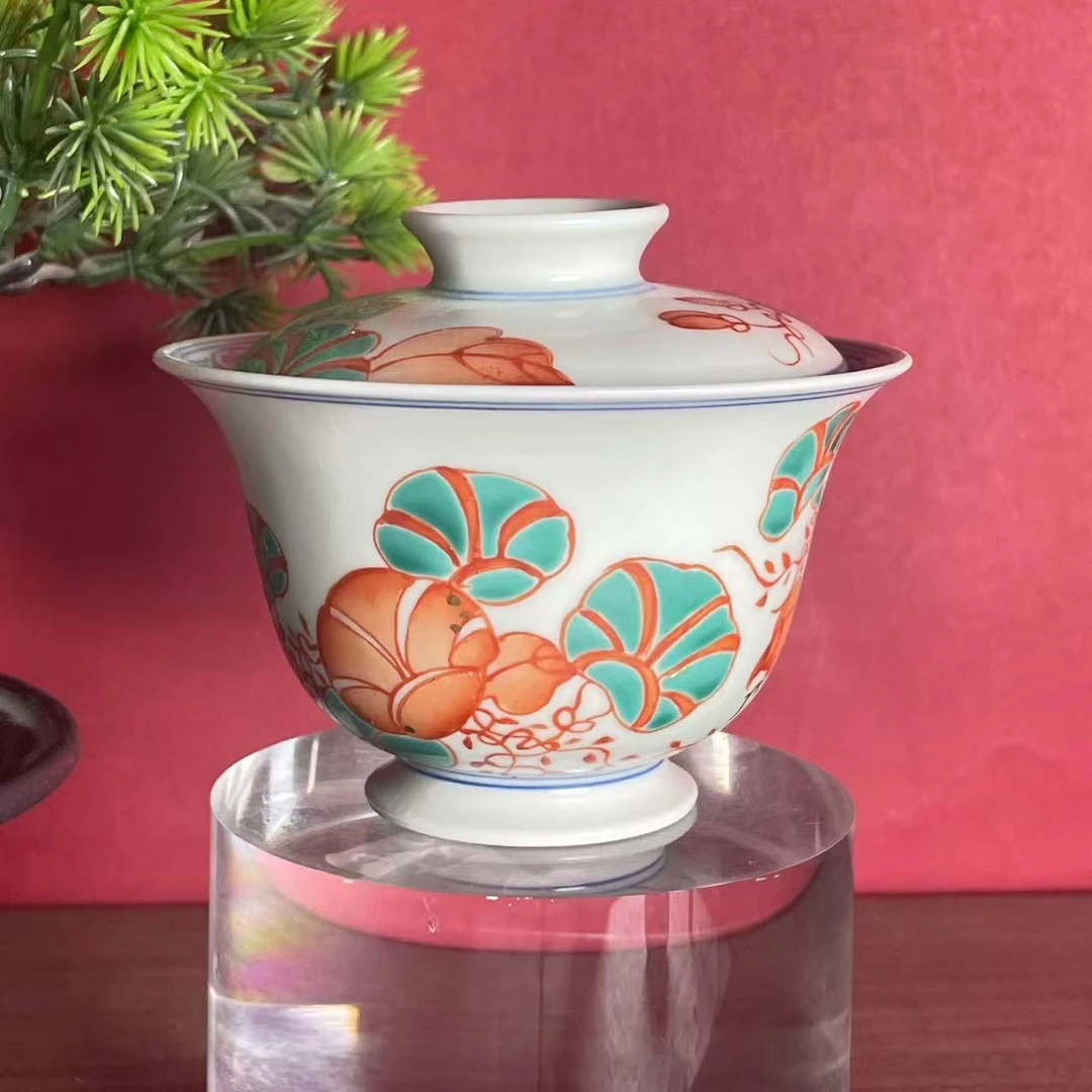 雨溪 牵牛花盖碗 00080