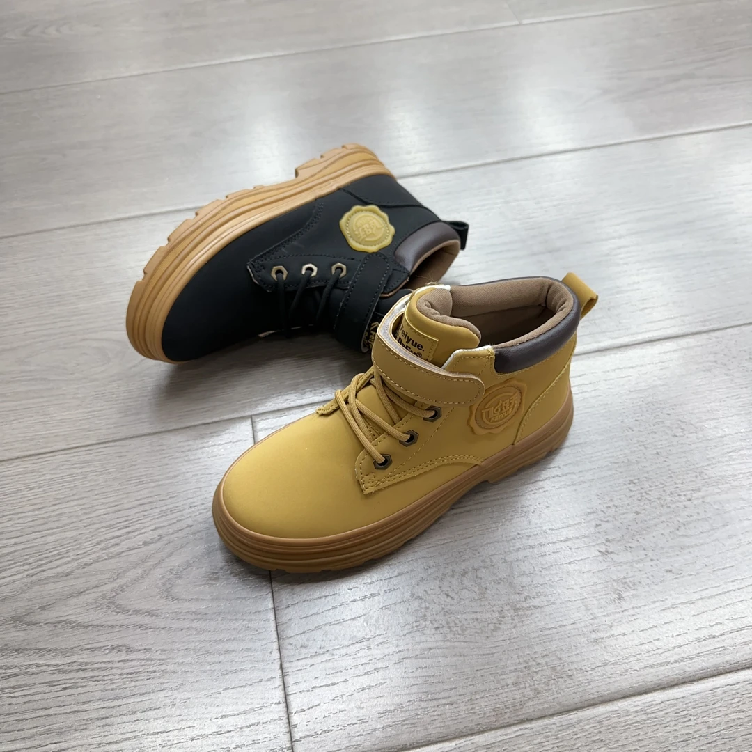 208马丁靴男童女童新款英伦风厚底增高防滑大头皮鞋