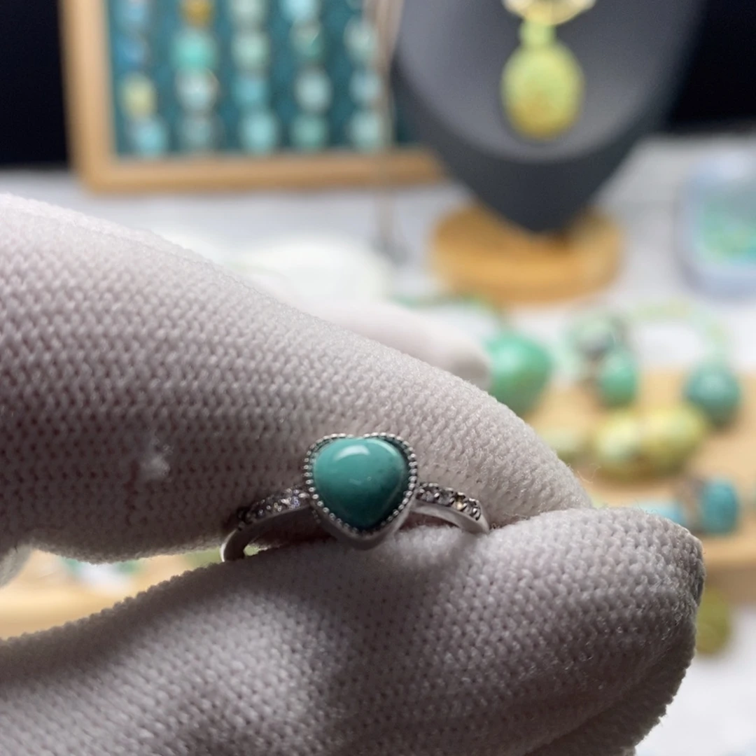 银S925镶嵌绿松石珠宝半成品