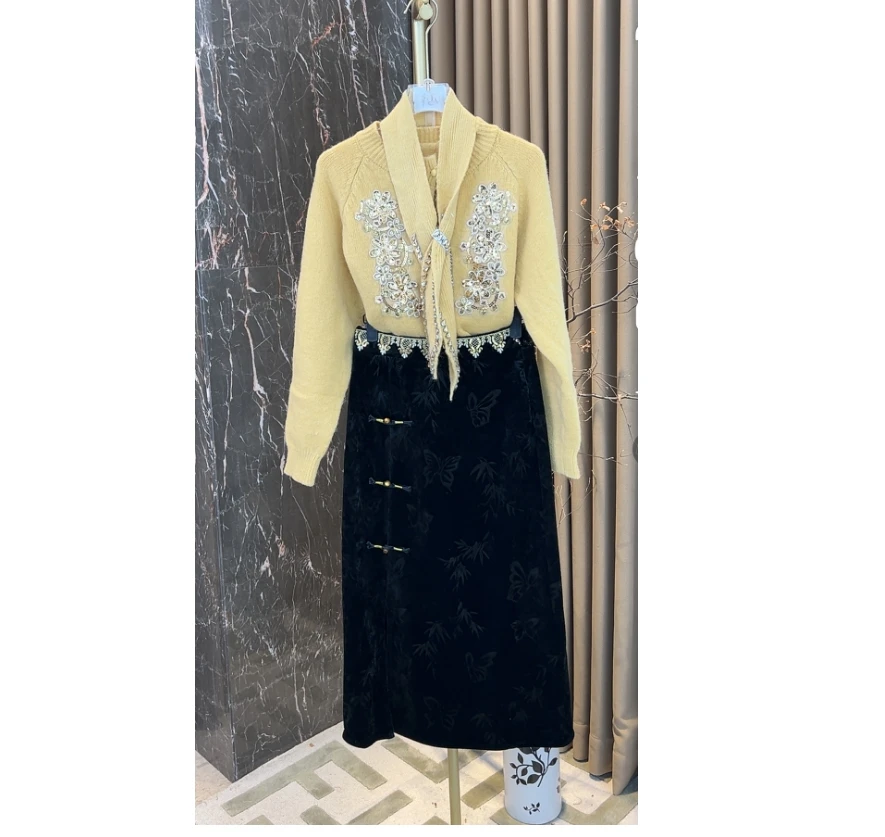 芙娜妮轻奢秋冬新款法式优雅气质套装复古显瘦名媛女装F2510221