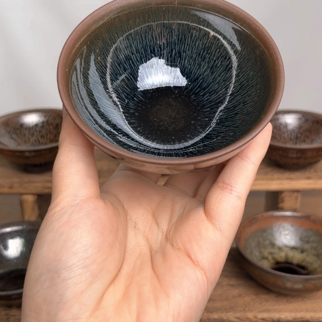 引***虫茶盏乌泥窑精品兔毫柴烧