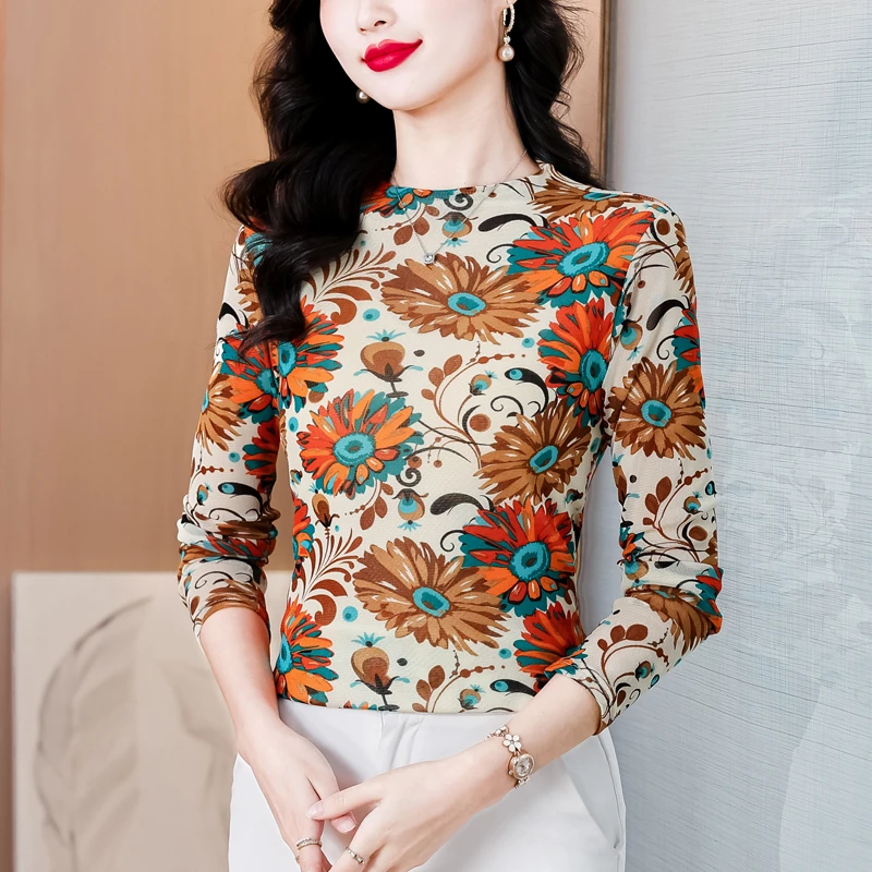 春夏印花上衣女气质时尚显白显瘦小衫柔软舒适设计感T恤跳舞服