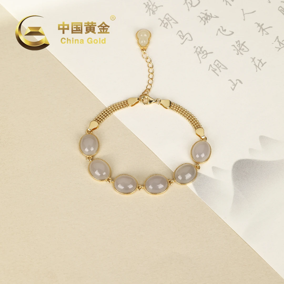 【中国黄金】S925银和田玉烟紫手链-S1477【北】
